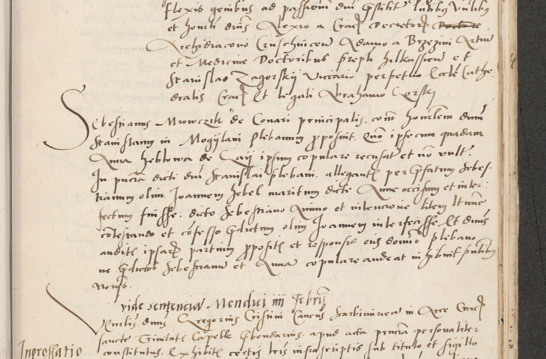 Zdjęcie nr 707 dla obiektu archiwalnego: Acta actorum causarum, sentenciarum et obligacionum coram reverendo patre domino Paulo Crassowsky Warssoviensi et Omnium Sanctorum preposito, canonico et officiali generali Cracoviensi ad annum Domini millesimum quingentesimum quadraresimum quatrum, cuius indicio est secunda pontificatus sanctissimi in Christo patris et domini nostri domini Pauli divina providencia pape tercii anno ipsius decimo, a die ac mense infrascriptis feliciter continuantur