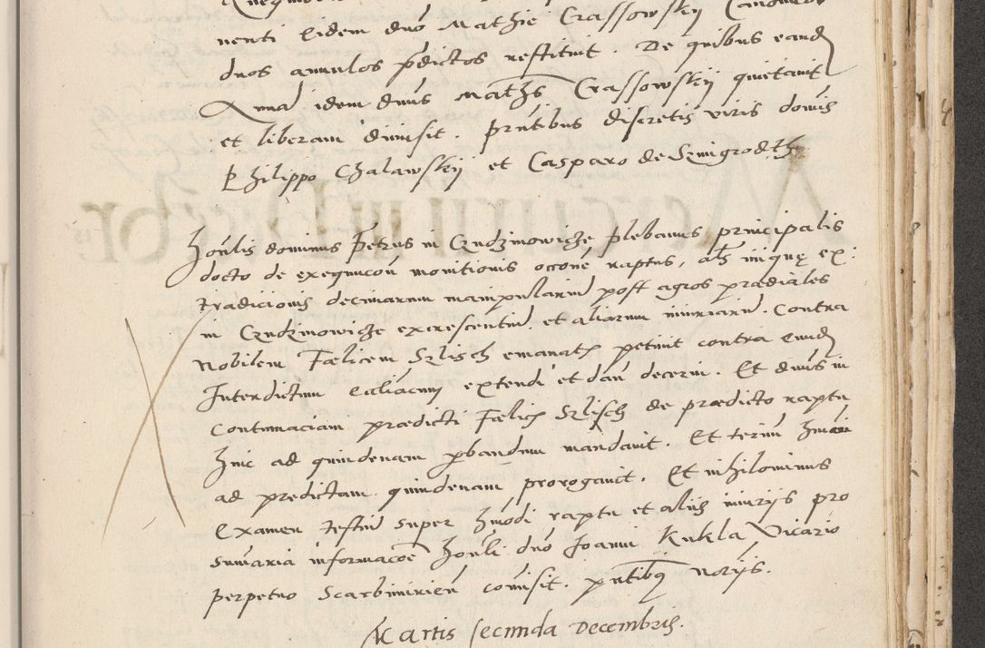 Zdjęcie nr 615 dla obiektu archiwalnego: Acta actorum causarum, sentenciarum et obligacionum coram reverendo patre domino Paulo Crassowsky Warssoviensi et Omnium Sanctorum preposito, canonico et officiali generali Cracoviensi ad annum Domini millesimum quingentesimum quadraresimum quatrum, cuius indicio est secunda pontificatus sanctissimi in Christo patris et domini nostri domini Pauli divina providencia pape tercii anno ipsius decimo, a die ac mense infrascriptis feliciter continuantur