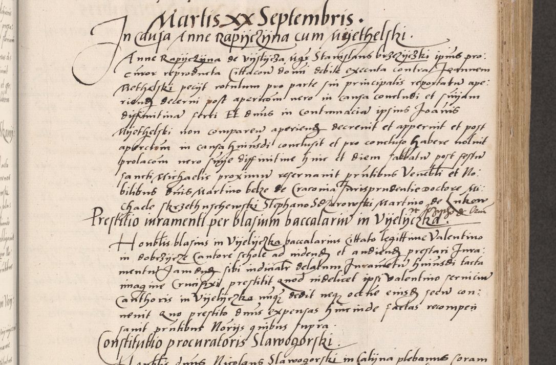 Zdjęcie nr 167 dla obiektu archiwalnego: Acta actorum coram reverendo patre domino Benedicto Isdbienski cancellario Gnesnesi, canonico et reverendissimi in Christo patris et domini domini Petri Dei gratia archiepiscopi Gnesnensis et episcopi Cracoviensis sedisque apostolice legati nati et primatis Regni Polonie, vicarioque in spiritualibus generali Cracoviensi ad annum Domini millesimum quingentisimum quadragesimum primum, cuius indictio est quatuordecima, pontificatus sanctissimi in Christo patris et domini nostri domini Pauli divina providencia pape tercii, anno ipsius septimo, feliciter continuantur. Dii cepta secundent