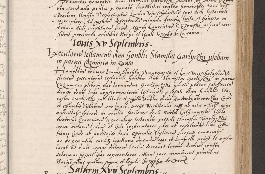 Zdjęcie nr 165 dla obiektu archiwalnego: Acta actorum coram reverendo patre domino Benedicto Isdbienski cancellario Gnesnesi, canonico et reverendissimi in Christo patris et domini domini Petri Dei gratia archiepiscopi Gnesnensis et episcopi Cracoviensis sedisque apostolice legati nati et primatis Regni Polonie, vicarioque in spiritualibus generali Cracoviensi ad annum Domini millesimum quingentisimum quadragesimum primum, cuius indictio est quatuordecima, pontificatus sanctissimi in Christo patris et domini nostri domini Pauli divina providencia pape tercii, anno ipsius septimo, feliciter continuantur. Dii cepta secundent