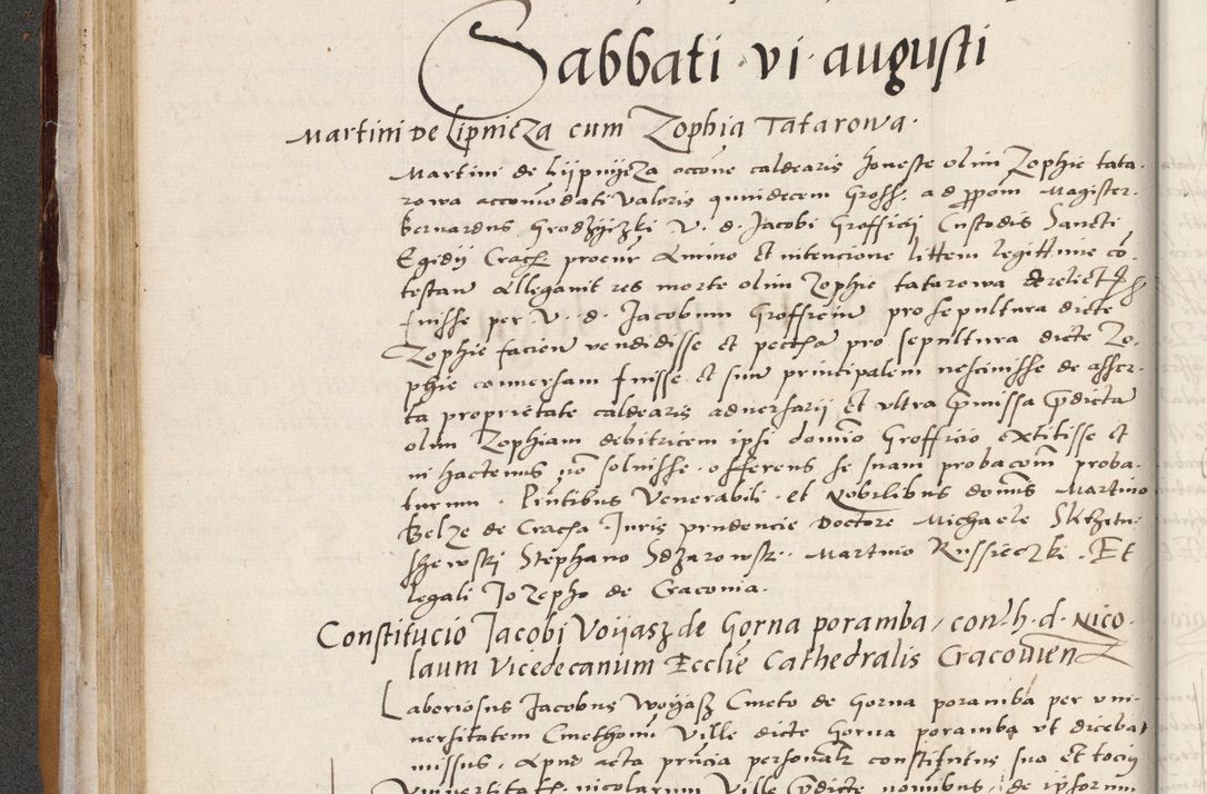 Zdjęcie nr 128 dla obiektu archiwalnego: Acta actorum coram reverendo patre domino Benedicto Isdbienski cancellario Gnesnesi, canonico et reverendissimi in Christo patris et domini domini Petri Dei gratia archiepiscopi Gnesnensis et episcopi Cracoviensis sedisque apostolice legati nati et primatis Regni Polonie, vicarioque in spiritualibus generali Cracoviensi ad annum Domini millesimum quingentisimum quadragesimum primum, cuius indictio est quatuordecima, pontificatus sanctissimi in Christo patris et domini nostri domini Pauli divina providencia pape tercii, anno ipsius septimo, feliciter continuantur. Dii cepta secundent
