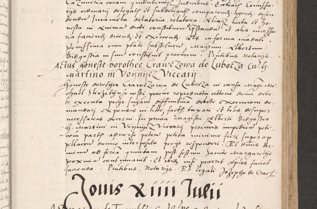 Zdjęcie nr 113 dla obiektu archiwalnego: Acta actorum coram reverendo patre domino Benedicto Isdbienski cancellario Gnesnesi, canonico et reverendissimi in Christo patris et domini domini Petri Dei gratia archiepiscopi Gnesnensis et episcopi Cracoviensis sedisque apostolice legati nati et primatis Regni Polonie, vicarioque in spiritualibus generali Cracoviensi ad annum Domini millesimum quingentisimum quadragesimum primum, cuius indictio est quatuordecima, pontificatus sanctissimi in Christo patris et domini nostri domini Pauli divina providencia pape tercii, anno ipsius septimo, feliciter continuantur. Dii cepta secundent
