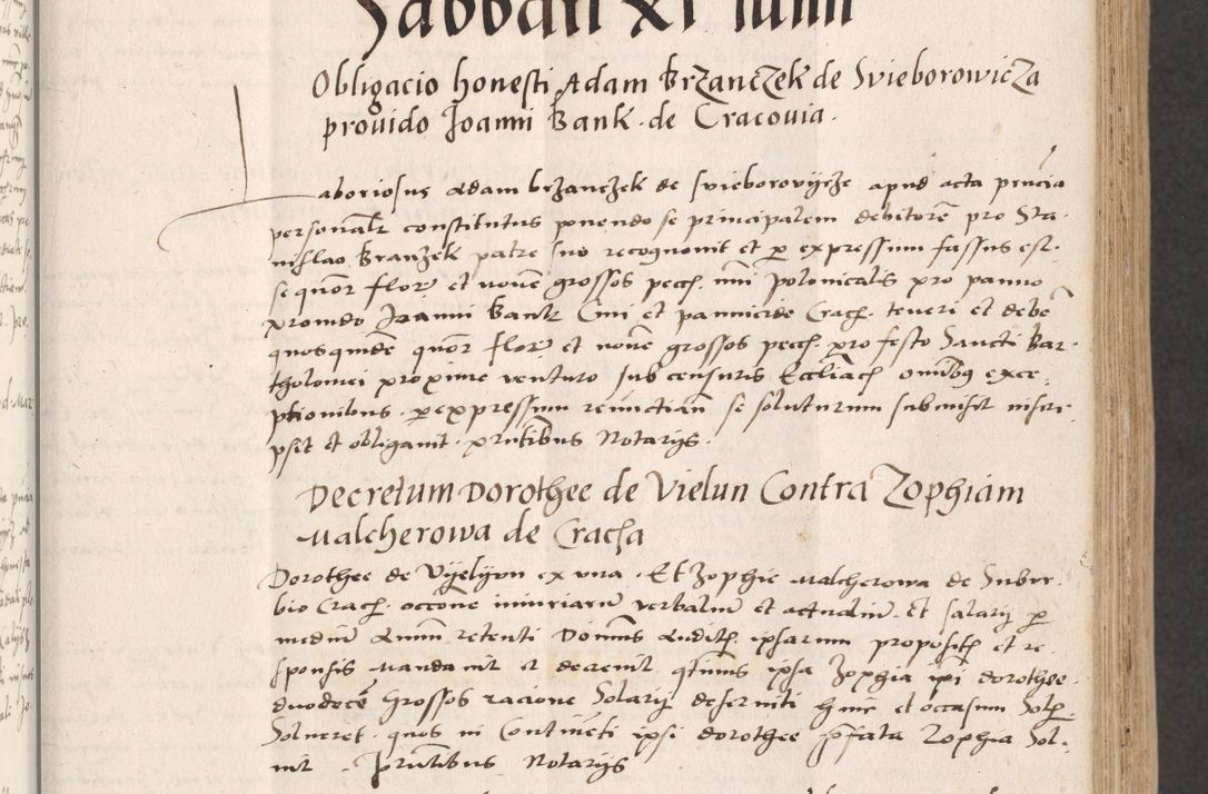 Zdjęcie nr 71 dla obiektu archiwalnego: Acta actorum coram reverendo patre domino Benedicto Isdbienski cancellario Gnesnesi, canonico et reverendissimi in Christo patris et domini domini Petri Dei gratia archiepiscopi Gnesnensis et episcopi Cracoviensis sedisque apostolice legati nati et primatis Regni Polonie, vicarioque in spiritualibus generali Cracoviensi ad annum Domini millesimum quingentisimum quadragesimum primum, cuius indictio est quatuordecima, pontificatus sanctissimi in Christo patris et domini nostri domini Pauli divina providencia pape tercii, anno ipsius septimo, feliciter continuantur. Dii cepta secundent