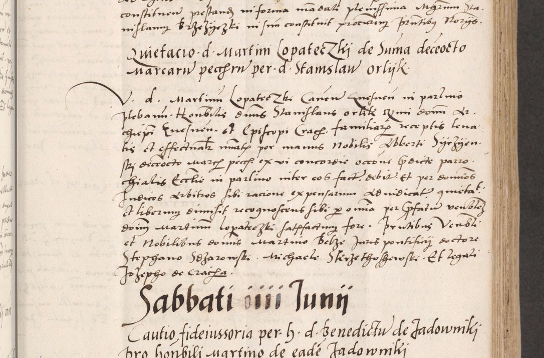 Zdjęcie nr 69 dla obiektu archiwalnego: Acta actorum coram reverendo patre domino Benedicto Isdbienski cancellario Gnesnesi, canonico et reverendissimi in Christo patris et domini domini Petri Dei gratia archiepiscopi Gnesnensis et episcopi Cracoviensis sedisque apostolice legati nati et primatis Regni Polonie, vicarioque in spiritualibus generali Cracoviensi ad annum Domini millesimum quingentisimum quadragesimum primum, cuius indictio est quatuordecima, pontificatus sanctissimi in Christo patris et domini nostri domini Pauli divina providencia pape tercii, anno ipsius septimo, feliciter continuantur. Dii cepta secundent
