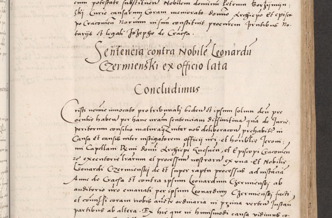Zdjęcie nr 45 dla obiektu archiwalnego: Acta actorum coram reverendo patre domino Benedicto Isdbienski cancellario Gnesnesi, canonico et reverendissimi in Christo patris et domini domini Petri Dei gratia archiepiscopi Gnesnensis et episcopi Cracoviensis sedisque apostolice legati nati et primatis Regni Polonie, vicarioque in spiritualibus generali Cracoviensi ad annum Domini millesimum quingentisimum quadragesimum primum, cuius indictio est quatuordecima, pontificatus sanctissimi in Christo patris et domini nostri domini Pauli divina providencia pape tercii, anno ipsius septimo, feliciter continuantur. Dii cepta secundent
