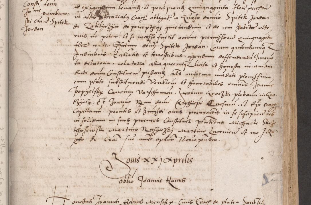 Zdjęcie nr 19 dla obiektu archiwalnego: Acta actorum coram reverendo patre domino Benedicto Isdbienski cancellario Gnesnesi, canonico et reverendissimi in Christo patris et domini domini Petri Dei gratia archiepiscopi Gnesnensis et episcopi Cracoviensis sedisque apostolice legati nati et primatis Regni Polonie, vicarioque in spiritualibus generali Cracoviensi ad annum Domini millesimum quingentisimum quadragesimum primum, cuius indictio est quatuordecima, pontificatus sanctissimi in Christo patris et domini nostri domini Pauli divina providencia pape tercii, anno ipsius septimo, feliciter continuantur. Dii cepta secundent