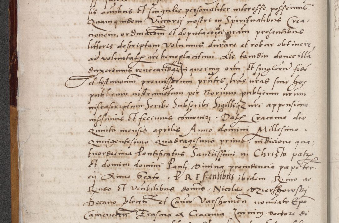 Zdjęcie nr 18 dla obiektu archiwalnego: Acta actorum coram reverendo patre domino Benedicto Isdbienski cancellario Gnesnesi, canonico et reverendissimi in Christo patris et domini domini Petri Dei gratia archiepiscopi Gnesnensis et episcopi Cracoviensis sedisque apostolice legati nati et primatis Regni Polonie, vicarioque in spiritualibus generali Cracoviensi ad annum Domini millesimum quingentisimum quadragesimum primum, cuius indictio est quatuordecima, pontificatus sanctissimi in Christo patris et domini nostri domini Pauli divina providencia pape tercii, anno ipsius septimo, feliciter continuantur. Dii cepta secundent