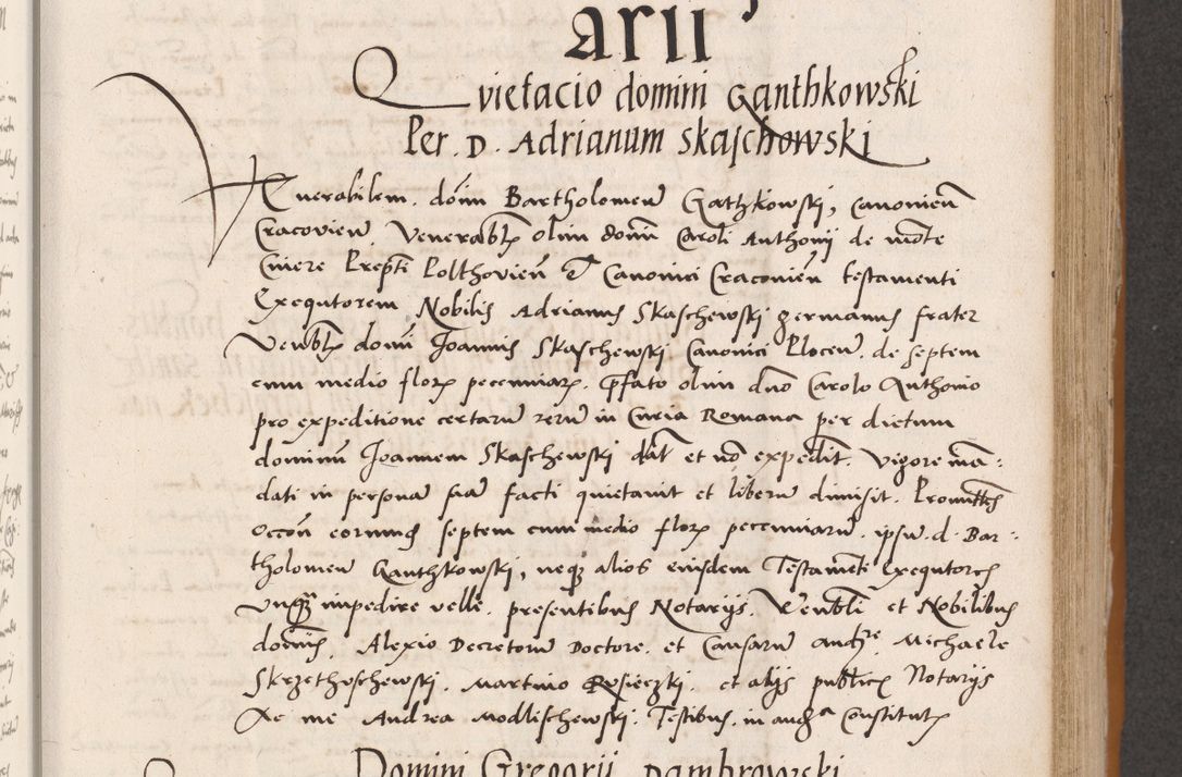 Zdjęcie nr 303 dla obiektu archiwalnego: Acta actorum coram reverendo patre domino Benedicto Isdbienski cancellario Gnesnesi, canonico et reverendissimi in Christo patris et domini domini Petri Dei gratia archiepiscopi Gnesnensis et episcopi Cracoviensis sedisque apostolice legati nati et primatis Regni Polonie, vicarioque in spiritualibus generali Cracoviensi ad annum Domini millesimum quingentisimum quadragesimum primum, cuius indictio est quatuordecima, pontificatus sanctissimi in Christo patris et domini nostri domini Pauli divina providencia pape tercii, anno ipsius septimo, feliciter continuantur. Dii cepta secundent