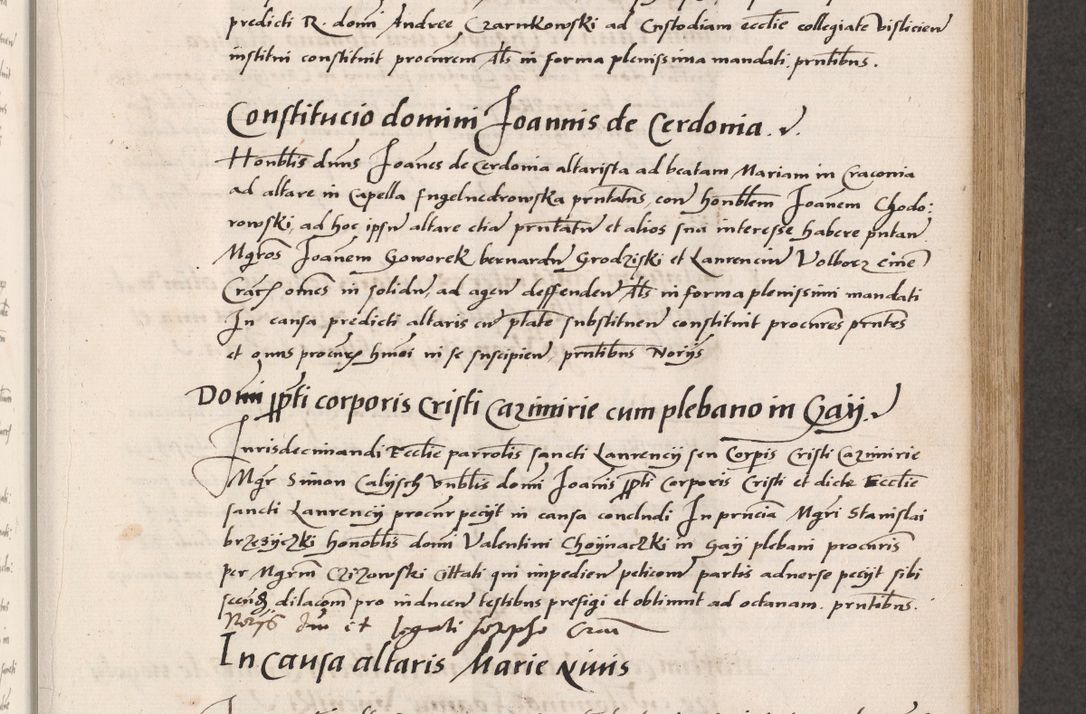 Zdjęcie nr 265 dla obiektu archiwalnego: Acta actorum coram reverendo patre domino Benedicto Isdbienski cancellario Gnesnesi, canonico et reverendissimi in Christo patris et domini domini Petri Dei gratia archiepiscopi Gnesnensis et episcopi Cracoviensis sedisque apostolice legati nati et primatis Regni Polonie, vicarioque in spiritualibus generali Cracoviensi ad annum Domini millesimum quingentisimum quadragesimum primum, cuius indictio est quatuordecima, pontificatus sanctissimi in Christo patris et domini nostri domini Pauli divina providencia pape tercii, anno ipsius septimo, feliciter continuantur. Dii cepta secundent