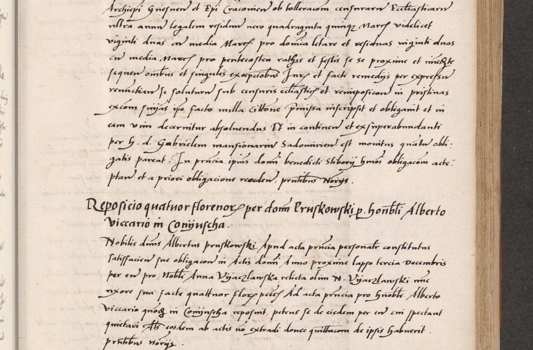 Zdjęcie nr 263 dla obiektu archiwalnego: Acta actorum coram reverendo patre domino Benedicto Isdbienski cancellario Gnesnesi, canonico et reverendissimi in Christo patris et domini domini Petri Dei gratia archiepiscopi Gnesnensis et episcopi Cracoviensis sedisque apostolice legati nati et primatis Regni Polonie, vicarioque in spiritualibus generali Cracoviensi ad annum Domini millesimum quingentisimum quadragesimum primum, cuius indictio est quatuordecima, pontificatus sanctissimi in Christo patris et domini nostri domini Pauli divina providencia pape tercii, anno ipsius septimo, feliciter continuantur. Dii cepta secundent