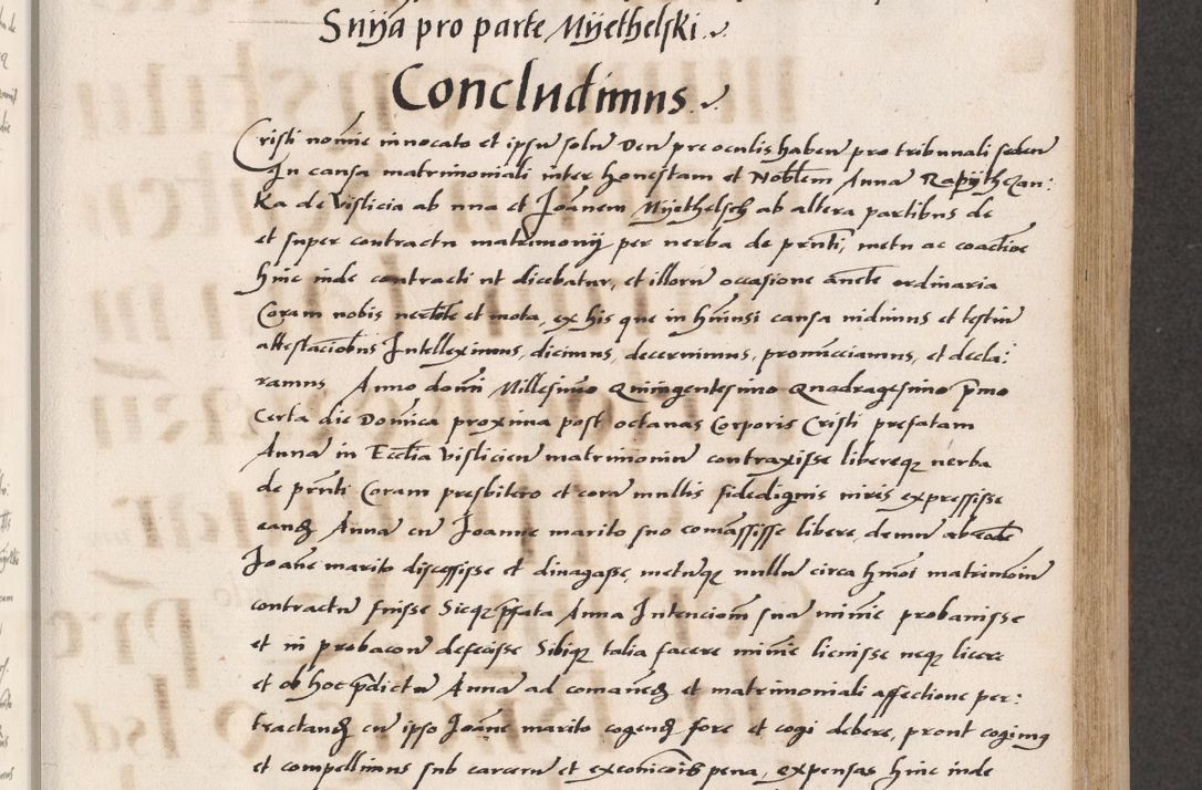 Zdjęcie nr 255 dla obiektu archiwalnego: Acta actorum coram reverendo patre domino Benedicto Isdbienski cancellario Gnesnesi, canonico et reverendissimi in Christo patris et domini domini Petri Dei gratia archiepiscopi Gnesnensis et episcopi Cracoviensis sedisque apostolice legati nati et primatis Regni Polonie, vicarioque in spiritualibus generali Cracoviensi ad annum Domini millesimum quingentisimum quadragesimum primum, cuius indictio est quatuordecima, pontificatus sanctissimi in Christo patris et domini nostri domini Pauli divina providencia pape tercii, anno ipsius septimo, feliciter continuantur. Dii cepta secundent