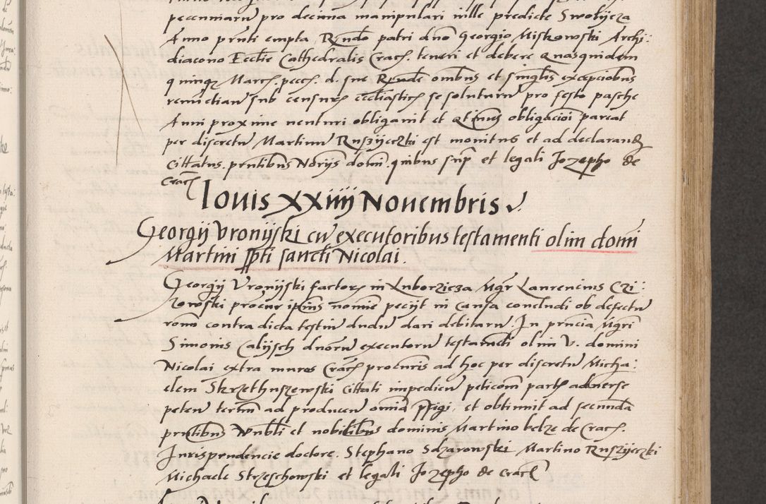 Zdjęcie nr 221 dla obiektu archiwalnego: Acta actorum coram reverendo patre domino Benedicto Isdbienski cancellario Gnesnesi, canonico et reverendissimi in Christo patris et domini domini Petri Dei gratia archiepiscopi Gnesnensis et episcopi Cracoviensis sedisque apostolice legati nati et primatis Regni Polonie, vicarioque in spiritualibus generali Cracoviensi ad annum Domini millesimum quingentisimum quadragesimum primum, cuius indictio est quatuordecima, pontificatus sanctissimi in Christo patris et domini nostri domini Pauli divina providencia pape tercii, anno ipsius septimo, feliciter continuantur. Dii cepta secundent