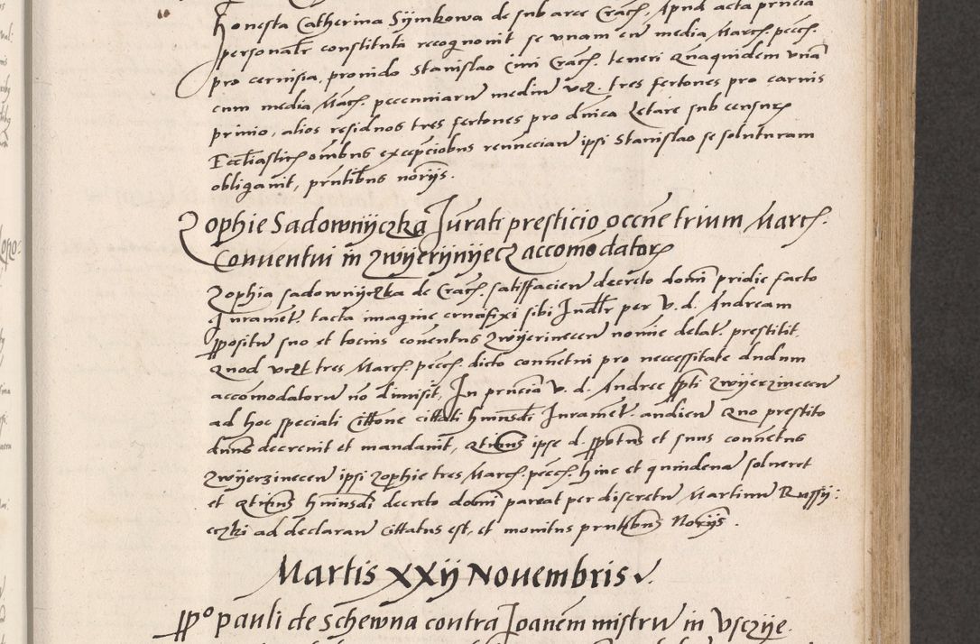 Zdjęcie nr 219 dla obiektu archiwalnego: Acta actorum coram reverendo patre domino Benedicto Isdbienski cancellario Gnesnesi, canonico et reverendissimi in Christo patris et domini domini Petri Dei gratia archiepiscopi Gnesnensis et episcopi Cracoviensis sedisque apostolice legati nati et primatis Regni Polonie, vicarioque in spiritualibus generali Cracoviensi ad annum Domini millesimum quingentisimum quadragesimum primum, cuius indictio est quatuordecima, pontificatus sanctissimi in Christo patris et domini nostri domini Pauli divina providencia pape tercii, anno ipsius septimo, feliciter continuantur. Dii cepta secundent