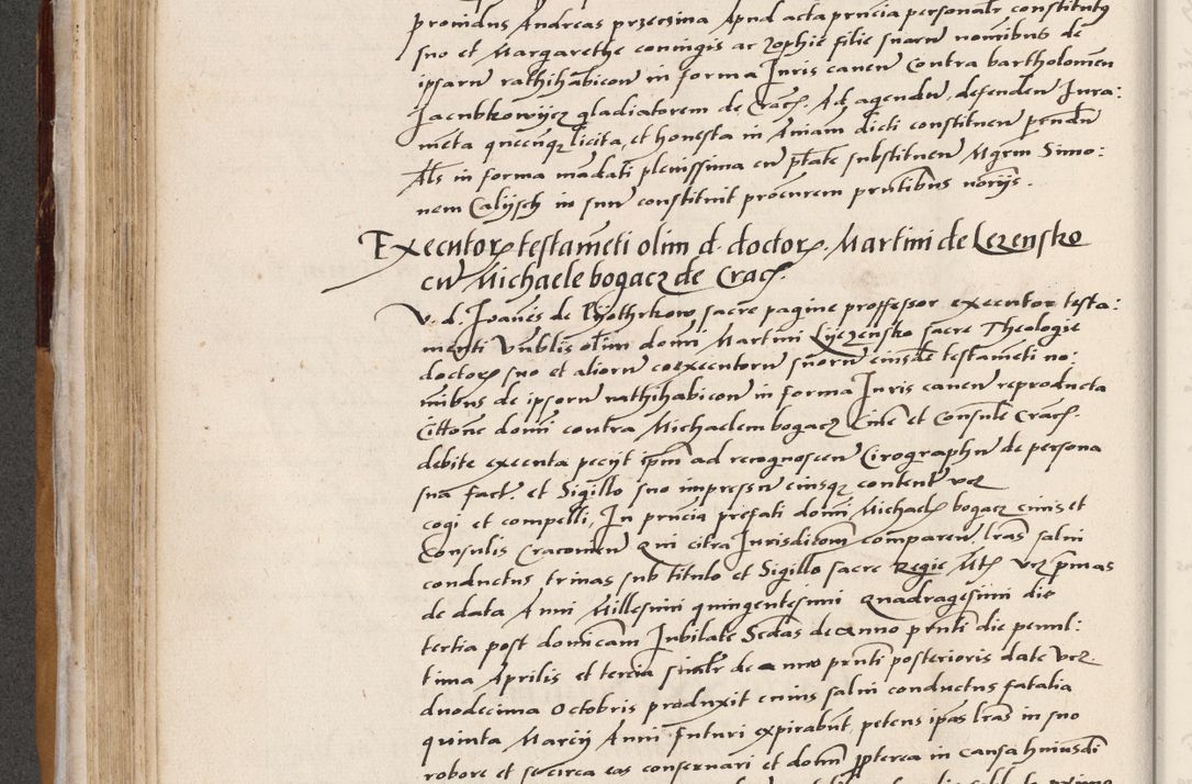 Zdjęcie nr 220 dla obiektu archiwalnego: Acta actorum coram reverendo patre domino Benedicto Isdbienski cancellario Gnesnesi, canonico et reverendissimi in Christo patris et domini domini Petri Dei gratia archiepiscopi Gnesnensis et episcopi Cracoviensis sedisque apostolice legati nati et primatis Regni Polonie, vicarioque in spiritualibus generali Cracoviensi ad annum Domini millesimum quingentisimum quadragesimum primum, cuius indictio est quatuordecima, pontificatus sanctissimi in Christo patris et domini nostri domini Pauli divina providencia pape tercii, anno ipsius septimo, feliciter continuantur. Dii cepta secundent