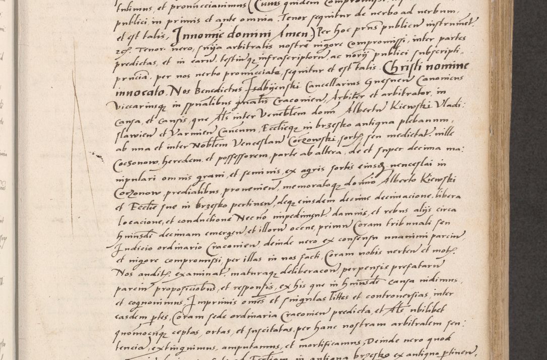 Zdjęcie nr 215 dla obiektu archiwalnego: Acta actorum coram reverendo patre domino Benedicto Isdbienski cancellario Gnesnesi, canonico et reverendissimi in Christo patris et domini domini Petri Dei gratia archiepiscopi Gnesnensis et episcopi Cracoviensis sedisque apostolice legati nati et primatis Regni Polonie, vicarioque in spiritualibus generali Cracoviensi ad annum Domini millesimum quingentisimum quadragesimum primum, cuius indictio est quatuordecima, pontificatus sanctissimi in Christo patris et domini nostri domini Pauli divina providencia pape tercii, anno ipsius septimo, feliciter continuantur. Dii cepta secundent