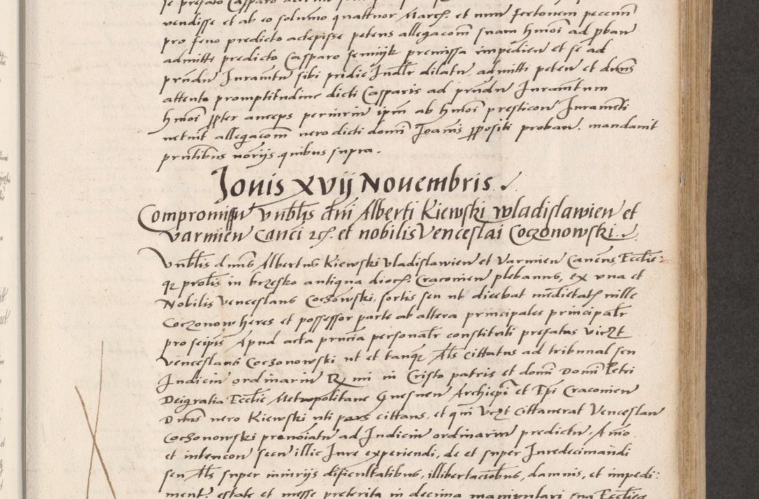 Zdjęcie nr 213 dla obiektu archiwalnego: Acta actorum coram reverendo patre domino Benedicto Isdbienski cancellario Gnesnesi, canonico et reverendissimi in Christo patris et domini domini Petri Dei gratia archiepiscopi Gnesnensis et episcopi Cracoviensis sedisque apostolice legati nati et primatis Regni Polonie, vicarioque in spiritualibus generali Cracoviensi ad annum Domini millesimum quingentisimum quadragesimum primum, cuius indictio est quatuordecima, pontificatus sanctissimi in Christo patris et domini nostri domini Pauli divina providencia pape tercii, anno ipsius septimo, feliciter continuantur. Dii cepta secundent