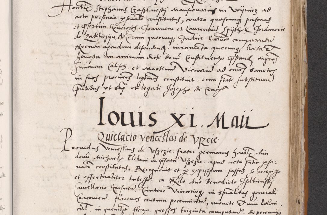 Zdjęcie nr 523 dla obiektu archiwalnego: Acta actorum coram reverendo patre domino Benedicto Isdbienski cancellario Gnesnesi, canonico et reverendissimi in Christo patris et domini domini Petri Dei gratia archiepiscopi Gnesnensis et episcopi Cracoviensis sedisque apostolice legati nati et primatis Regni Polonie, vicarioque in spiritualibus generali Cracoviensi ad annum Domini millesimum quingentisimum quadragesimum primum, cuius indictio est quatuordecima, pontificatus sanctissimi in Christo patris et domini nostri domini Pauli divina providencia pape tercii, anno ipsius septimo, feliciter continuantur. Dii cepta secundent