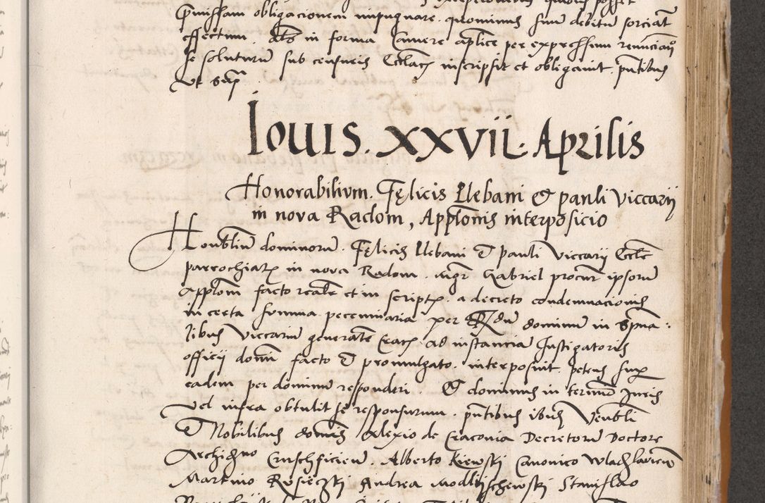 Zdjęcie nr 497 dla obiektu archiwalnego: Acta actorum coram reverendo patre domino Benedicto Isdbienski cancellario Gnesnesi, canonico et reverendissimi in Christo patris et domini domini Petri Dei gratia archiepiscopi Gnesnensis et episcopi Cracoviensis sedisque apostolice legati nati et primatis Regni Polonie, vicarioque in spiritualibus generali Cracoviensi ad annum Domini millesimum quingentisimum quadragesimum primum, cuius indictio est quatuordecima, pontificatus sanctissimi in Christo patris et domini nostri domini Pauli divina providencia pape tercii, anno ipsius septimo, feliciter continuantur. Dii cepta secundent