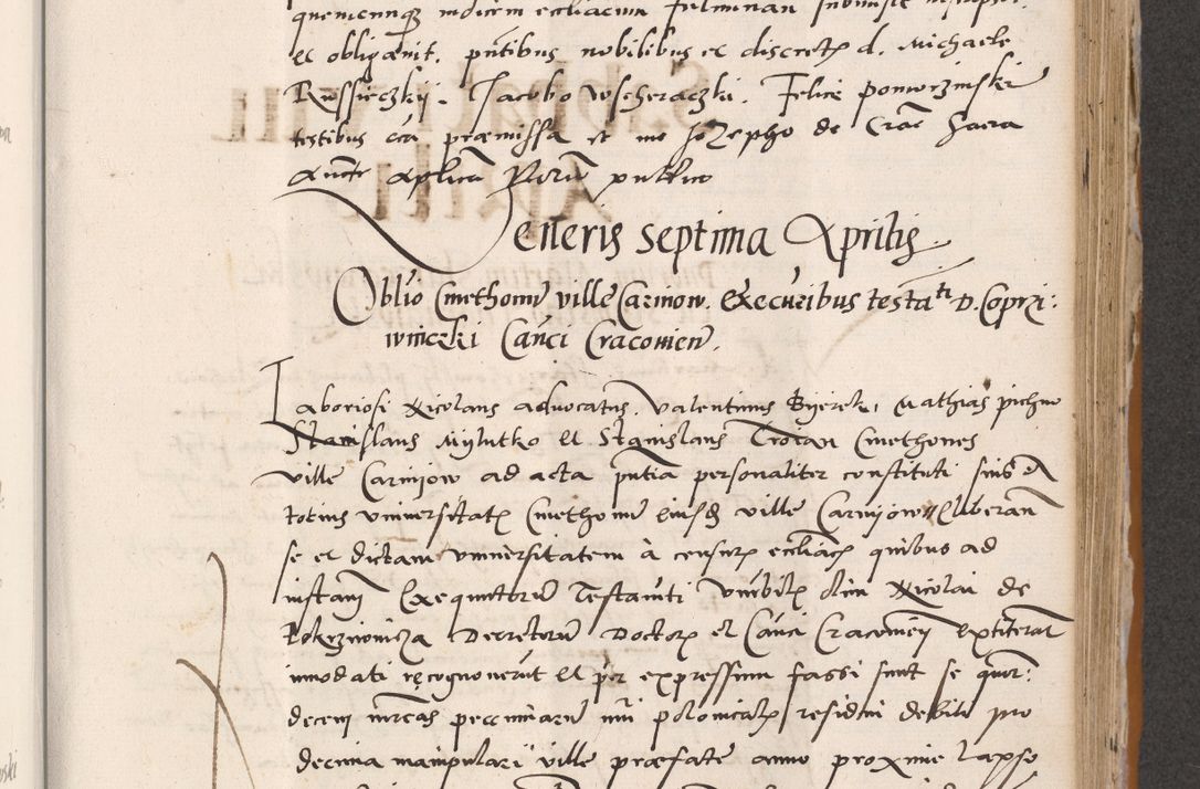 Zdjęcie nr 459 dla obiektu archiwalnego: Acta actorum coram reverendo patre domino Benedicto Isdbienski cancellario Gnesnesi, canonico et reverendissimi in Christo patris et domini domini Petri Dei gratia archiepiscopi Gnesnensis et episcopi Cracoviensis sedisque apostolice legati nati et primatis Regni Polonie, vicarioque in spiritualibus generali Cracoviensi ad annum Domini millesimum quingentisimum quadragesimum primum, cuius indictio est quatuordecima, pontificatus sanctissimi in Christo patris et domini nostri domini Pauli divina providencia pape tercii, anno ipsius septimo, feliciter continuantur. Dii cepta secundent