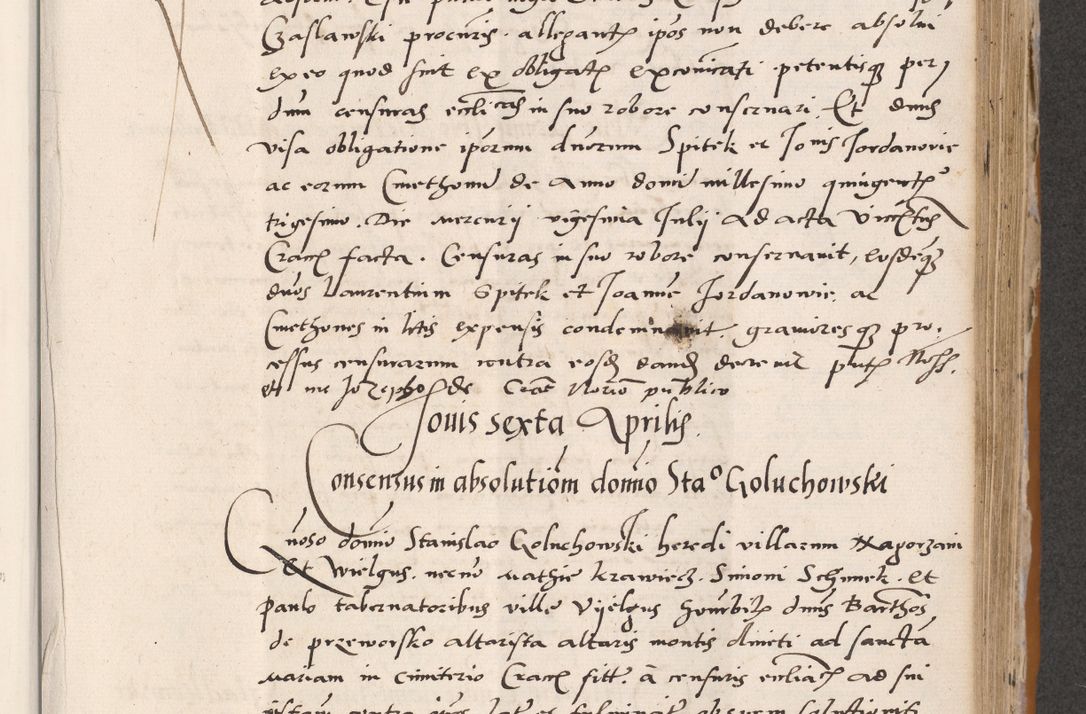 Zdjęcie nr 457 dla obiektu archiwalnego: Acta actorum coram reverendo patre domino Benedicto Isdbienski cancellario Gnesnesi, canonico et reverendissimi in Christo patris et domini domini Petri Dei gratia archiepiscopi Gnesnensis et episcopi Cracoviensis sedisque apostolice legati nati et primatis Regni Polonie, vicarioque in spiritualibus generali Cracoviensi ad annum Domini millesimum quingentisimum quadragesimum primum, cuius indictio est quatuordecima, pontificatus sanctissimi in Christo patris et domini nostri domini Pauli divina providencia pape tercii, anno ipsius septimo, feliciter continuantur. Dii cepta secundent
