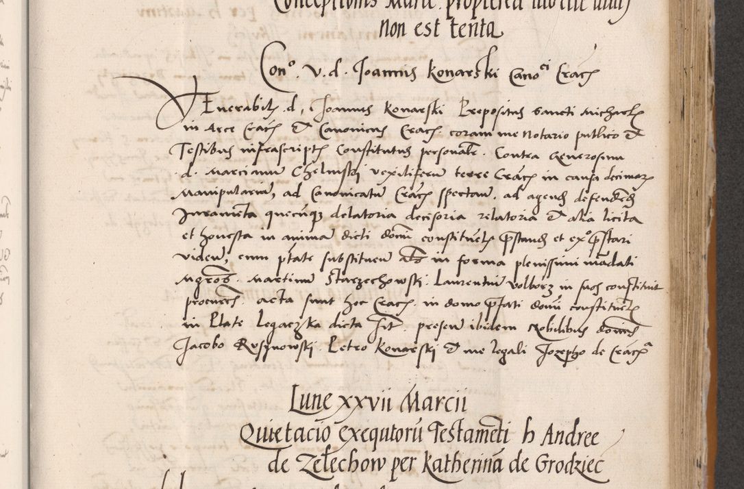 Zdjęcie nr 429 dla obiektu archiwalnego: Acta actorum coram reverendo patre domino Benedicto Isdbienski cancellario Gnesnesi, canonico et reverendissimi in Christo patris et domini domini Petri Dei gratia archiepiscopi Gnesnensis et episcopi Cracoviensis sedisque apostolice legati nati et primatis Regni Polonie, vicarioque in spiritualibus generali Cracoviensi ad annum Domini millesimum quingentisimum quadragesimum primum, cuius indictio est quatuordecima, pontificatus sanctissimi in Christo patris et domini nostri domini Pauli divina providencia pape tercii, anno ipsius septimo, feliciter continuantur. Dii cepta secundent