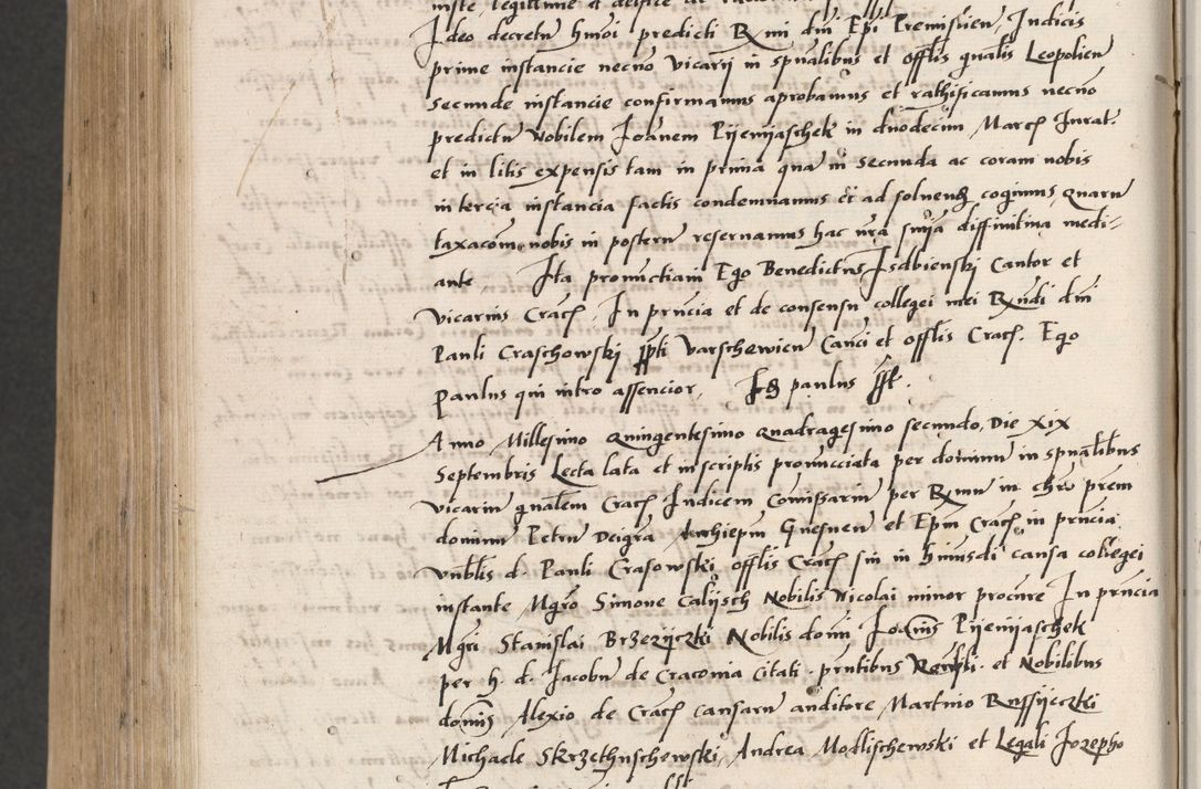 Zdjęcie nr 848 dla obiektu archiwalnego: Acta actorum coram reverendo patre domino Benedicto Isdbienski cancellario Gnesnesi, canonico et reverendissimi in Christo patris et domini domini Petri Dei gratia archiepiscopi Gnesnensis et episcopi Cracoviensis sedisque apostolice legati nati et primatis Regni Polonie, vicarioque in spiritualibus generali Cracoviensi ad annum Domini millesimum quingentisimum quadragesimum primum, cuius indictio est quatuordecima, pontificatus sanctissimi in Christo patris et domini nostri domini Pauli divina providencia pape tercii, anno ipsius septimo, feliciter continuantur. Dii cepta secundent
