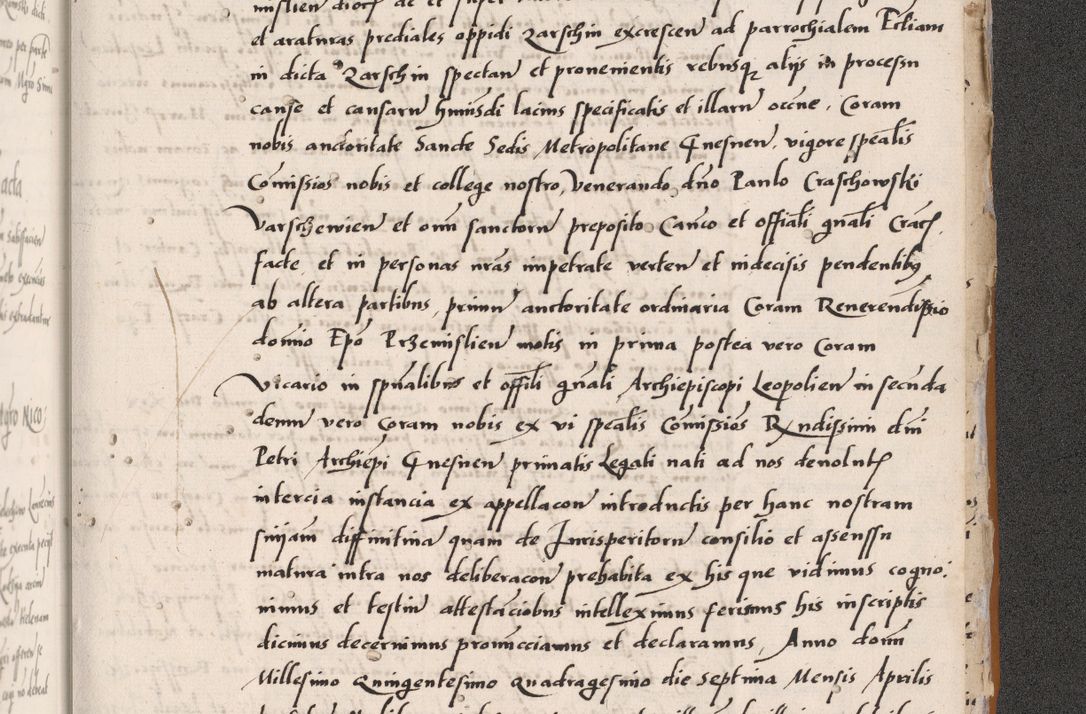 Zdjęcie nr 847 dla obiektu archiwalnego: Acta actorum coram reverendo patre domino Benedicto Isdbienski cancellario Gnesnesi, canonico et reverendissimi in Christo patris et domini domini Petri Dei gratia archiepiscopi Gnesnensis et episcopi Cracoviensis sedisque apostolice legati nati et primatis Regni Polonie, vicarioque in spiritualibus generali Cracoviensi ad annum Domini millesimum quingentisimum quadragesimum primum, cuius indictio est quatuordecima, pontificatus sanctissimi in Christo patris et domini nostri domini Pauli divina providencia pape tercii, anno ipsius septimo, feliciter continuantur. Dii cepta secundent