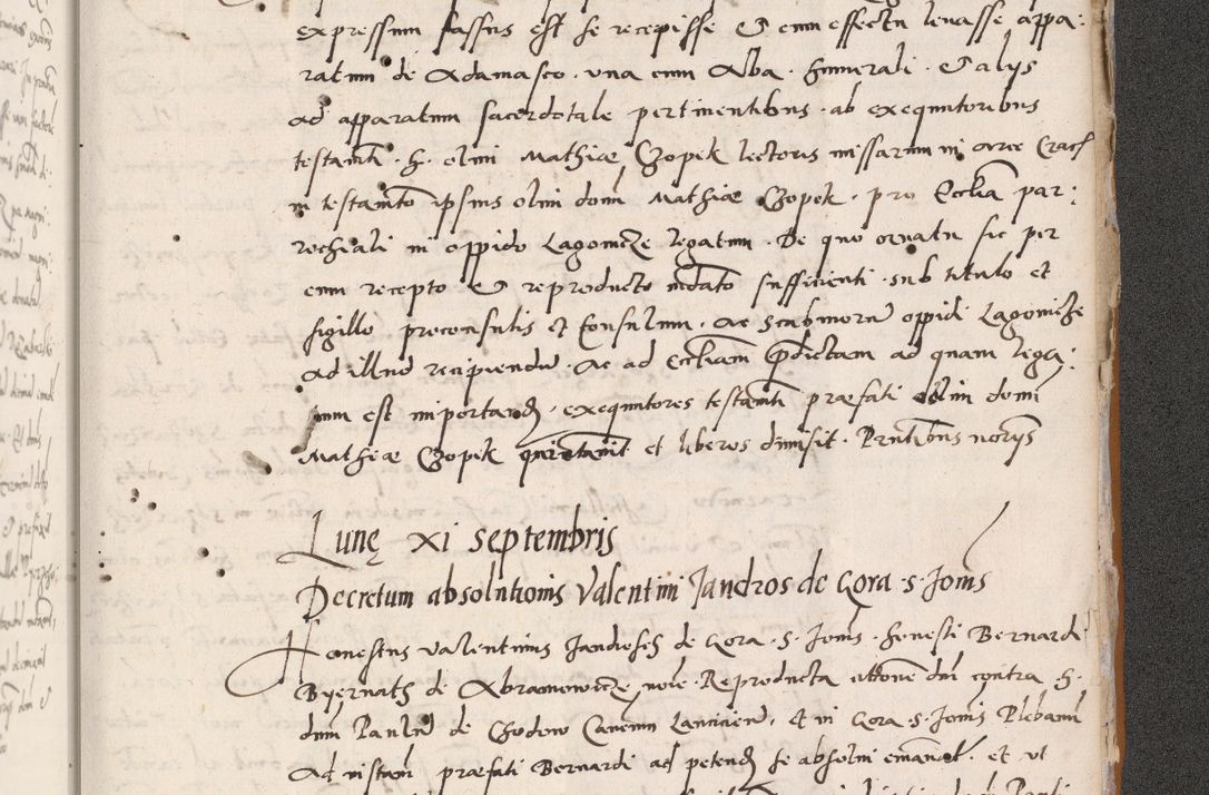 Zdjęcie nr 823 dla obiektu archiwalnego: Acta actorum coram reverendo patre domino Benedicto Isdbienski cancellario Gnesnesi, canonico et reverendissimi in Christo patris et domini domini Petri Dei gratia archiepiscopi Gnesnensis et episcopi Cracoviensis sedisque apostolice legati nati et primatis Regni Polonie, vicarioque in spiritualibus generali Cracoviensi ad annum Domini millesimum quingentisimum quadragesimum primum, cuius indictio est quatuordecima, pontificatus sanctissimi in Christo patris et domini nostri domini Pauli divina providencia pape tercii, anno ipsius septimo, feliciter continuantur. Dii cepta secundent