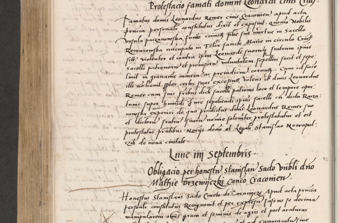 Zdjęcie nr 806 dla obiektu archiwalnego: Acta actorum coram reverendo patre domino Benedicto Isdbienski cancellario Gnesnesi, canonico et reverendissimi in Christo patris et domini domini Petri Dei gratia archiepiscopi Gnesnensis et episcopi Cracoviensis sedisque apostolice legati nati et primatis Regni Polonie, vicarioque in spiritualibus generali Cracoviensi ad annum Domini millesimum quingentisimum quadragesimum primum, cuius indictio est quatuordecima, pontificatus sanctissimi in Christo patris et domini nostri domini Pauli divina providencia pape tercii, anno ipsius septimo, feliciter continuantur. Dii cepta secundent