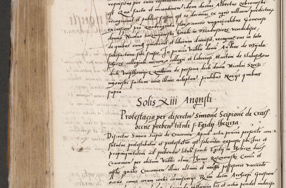 Zdjęcie nr 762 dla obiektu archiwalnego: Acta actorum coram reverendo patre domino Benedicto Isdbienski cancellario Gnesnesi, canonico et reverendissimi in Christo patris et domini domini Petri Dei gratia archiepiscopi Gnesnensis et episcopi Cracoviensis sedisque apostolice legati nati et primatis Regni Polonie, vicarioque in spiritualibus generali Cracoviensi ad annum Domini millesimum quingentisimum quadragesimum primum, cuius indictio est quatuordecima, pontificatus sanctissimi in Christo patris et domini nostri domini Pauli divina providencia pape tercii, anno ipsius septimo, feliciter continuantur. Dii cepta secundent