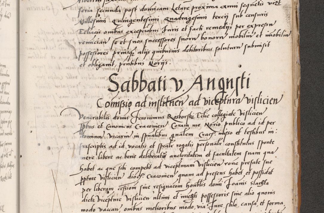 Zdjęcie nr 757 dla obiektu archiwalnego: Acta actorum coram reverendo patre domino Benedicto Isdbienski cancellario Gnesnesi, canonico et reverendissimi in Christo patris et domini domini Petri Dei gratia archiepiscopi Gnesnensis et episcopi Cracoviensis sedisque apostolice legati nati et primatis Regni Polonie, vicarioque in spiritualibus generali Cracoviensi ad annum Domini millesimum quingentisimum quadragesimum primum, cuius indictio est quatuordecima, pontificatus sanctissimi in Christo patris et domini nostri domini Pauli divina providencia pape tercii, anno ipsius septimo, feliciter continuantur. Dii cepta secundent