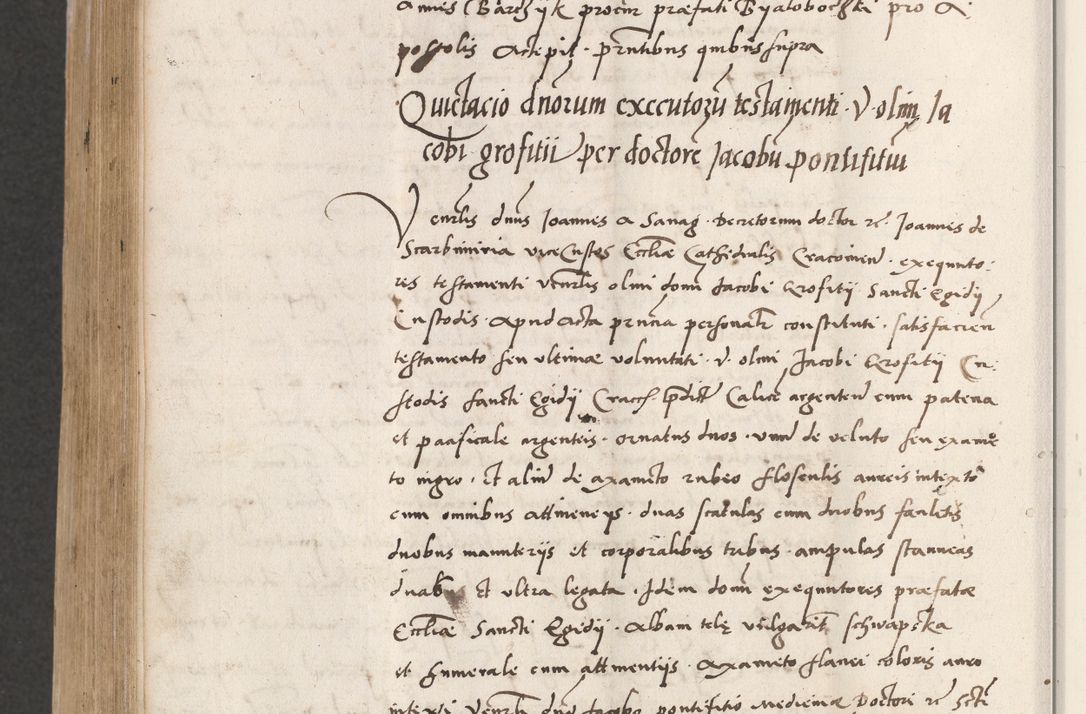 Zdjęcie nr 670 dla obiektu archiwalnego: Acta actorum coram reverendo patre domino Benedicto Isdbienski cancellario Gnesnesi, canonico et reverendissimi in Christo patris et domini domini Petri Dei gratia archiepiscopi Gnesnensis et episcopi Cracoviensis sedisque apostolice legati nati et primatis Regni Polonie, vicarioque in spiritualibus generali Cracoviensi ad annum Domini millesimum quingentisimum quadragesimum primum, cuius indictio est quatuordecima, pontificatus sanctissimi in Christo patris et domini nostri domini Pauli divina providencia pape tercii, anno ipsius septimo, feliciter continuantur. Dii cepta secundent