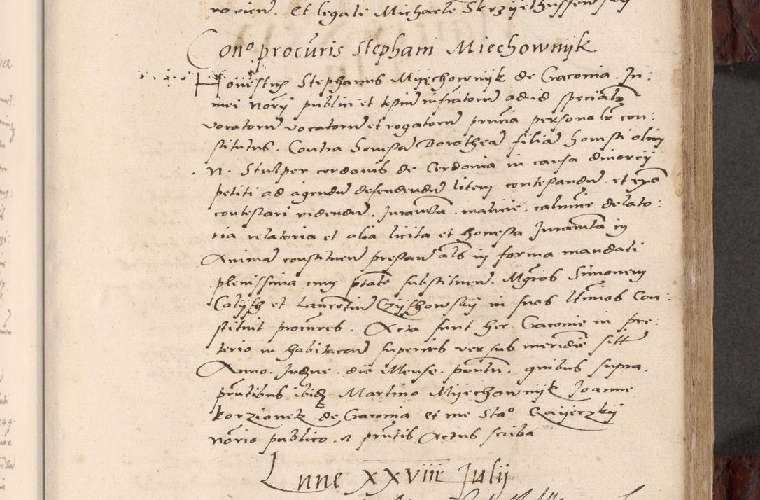 Zdjęcie nr 201 dla obiektu archiwalnego: Acta actorum causar[um sen]tenciarum tam diffinitivarum quam interlocutoriarum et obligacionum coram reverendo domino Benedicto Isdbienski cancellario Gnesnensi, cantore et vicario in spiritualibus generali Craccoviensi ad annum Domini millesimum quingentesimum quadragesimum quartum, cuius indicio est secunda, pontificatus sanctiss[imi] in Christo patris et [domi]ni nostri domini Pauli divina providencia pape tercii feliciter moderni, anno coronancionis eiusdem decimo, continuantur
