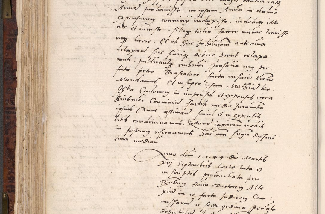 Zdjęcie nr 286 dla obiektu archiwalnego: Acta actorum causar[um sen]tenciarum tam diffinitivarum quam interlocutoriarum et obligacionum coram reverendo domino Benedicto Isdbienski cancellario Gnesnensi, cantore et vicario in spiritualibus generali Craccoviensi ad annum Domini millesimum quingentesimum quadragesimum quartum, cuius indicio est secunda, pontificatus sanctiss[imi] in Christo patris et [domi]ni nostri domini Pauli divina providencia pape tercii feliciter moderni, anno coronancionis eiusdem decimo, continuantur