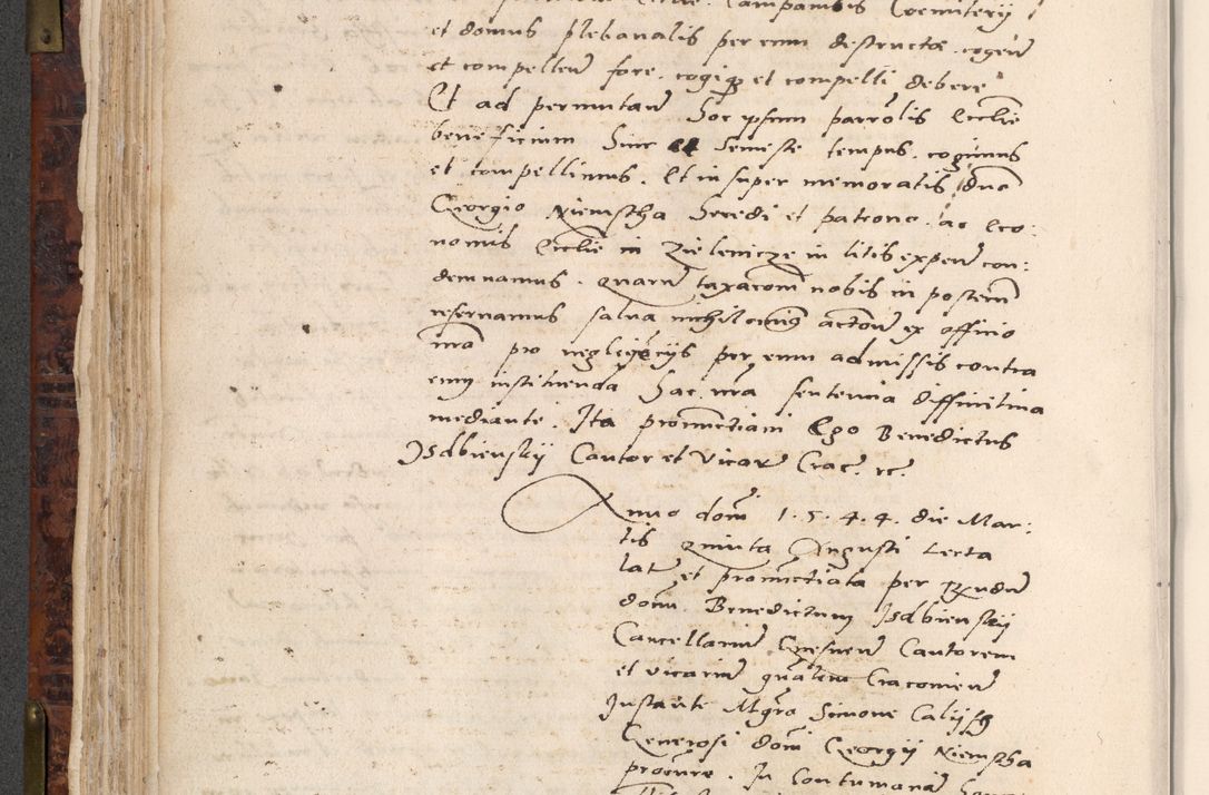 Zdjęcie nr 222 dla obiektu archiwalnego: Acta actorum causar[um sen]tenciarum tam diffinitivarum quam interlocutoriarum et obligacionum coram reverendo domino Benedicto Isdbienski cancellario Gnesnensi, cantore et vicario in spiritualibus generali Craccoviensi ad annum Domini millesimum quingentesimum quadragesimum quartum, cuius indicio est secunda, pontificatus sanctiss[imi] in Christo patris et [domi]ni nostri domini Pauli divina providencia pape tercii feliciter moderni, anno coronancionis eiusdem decimo, continuantur