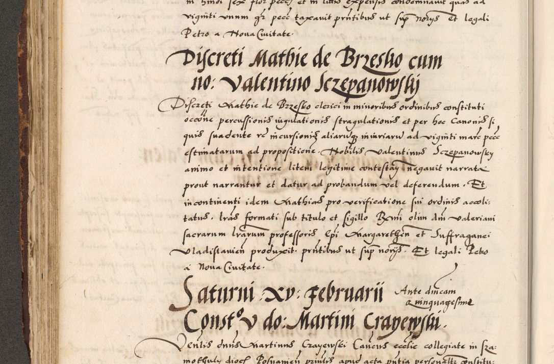 Zdjęcie nr 14 dla obiektu archiwalnego: Acta causarum, obligacionum, sentenciarum tam interlocutoriarum quam diffinitivarum constitutionumque coram reverendo patre domino Petro Porembski canonico et officiali generali Cracoviensi de anno Domini millesimo quingentesimo quadragesimo nono, cuius indictio septima, pontificatus sanctissimi in Christo patris et domini nostri domini Pauli divina providencia tercii, anno ipsius nacionis Pauli pape terciii die tercia mensis Novembris inchoatur