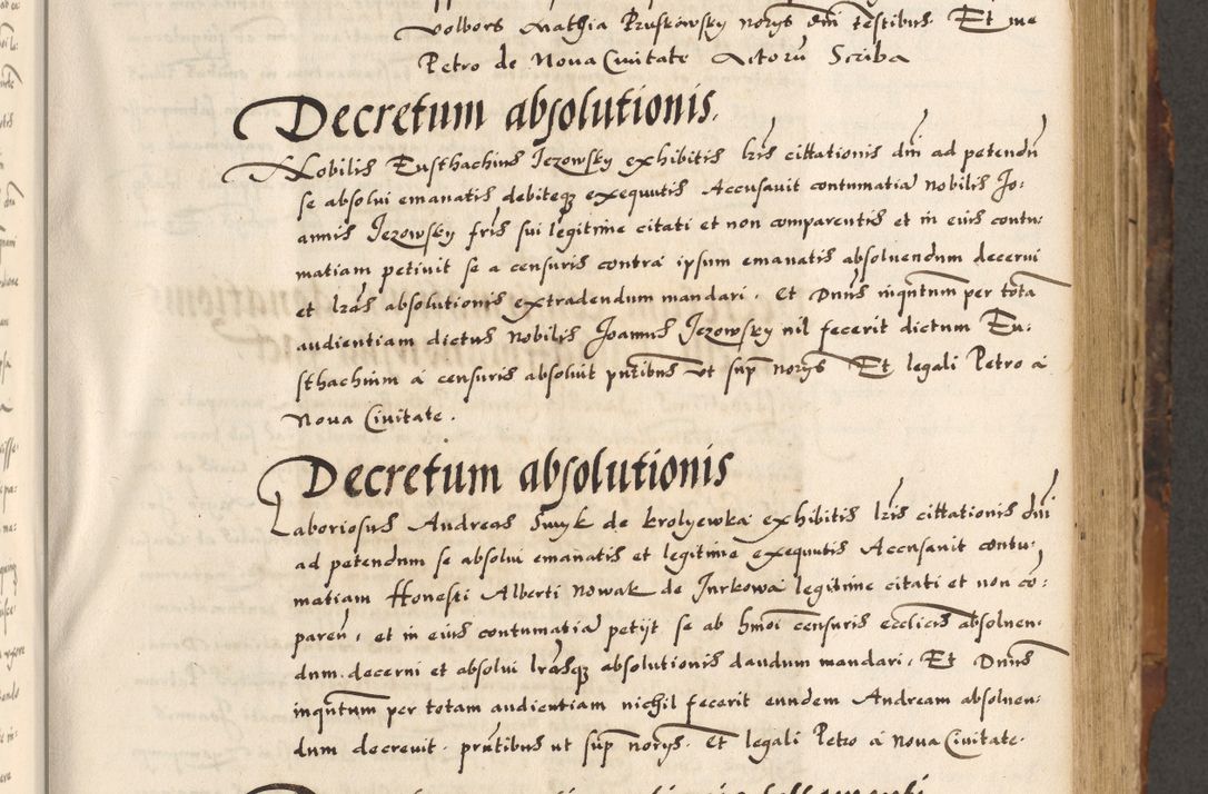 Zdjęcie nr 24 dla obiektu archiwalnego: Acta causarum, obligacionum, sentenciarum tam interlocutoriarum quam diffinitivarum constitutionumque coram reverendo patre domino Petro Porembski canonico et officiali generali Cracoviensi de anno Domini millesimo quingentesimo quadragesimo nono, cuius indictio septima, pontificatus sanctissimi in Christo patris et domini nostri domini Pauli divina providencia tercii, anno ipsius nacionis Pauli pape terciii die tercia mensis Novembris inchoatur