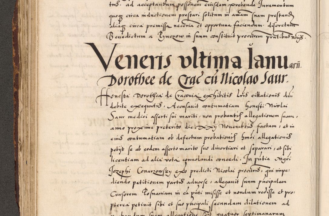 Zdjęcie nr 37 dla obiektu archiwalnego: Acta causarum, obligacionum, sentenciarum tam interlocutoriarum quam diffinitivarum constitutionumque coram reverendo patre domino Petro Porembski canonico et officiali generali Cracoviensi de anno Domini millesimo quingentesimo quadragesimo nono, cuius indictio septima, pontificatus sanctissimi in Christo patris et domini nostri domini Pauli divina providencia tercii, anno ipsius nacionis Pauli pape terciii die tercia mensis Novembris inchoatur