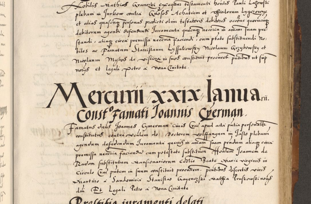 Zdjęcie nr 40 dla obiektu archiwalnego: Acta causarum, obligacionum, sentenciarum tam interlocutoriarum quam diffinitivarum constitutionumque coram reverendo patre domino Petro Porembski canonico et officiali generali Cracoviensi de anno Domini millesimo quingentesimo quadragesimo nono, cuius indictio septima, pontificatus sanctissimi in Christo patris et domini nostri domini Pauli divina providencia tercii, anno ipsius nacionis Pauli pape terciii die tercia mensis Novembris inchoatur