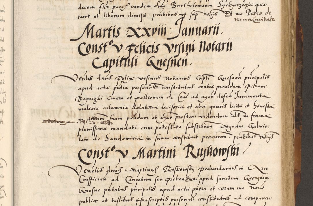 Zdjęcie nr 41 dla obiektu archiwalnego: Acta causarum, obligacionum, sentenciarum tam interlocutoriarum quam diffinitivarum constitutionumque coram reverendo patre domino Petro Porembski canonico et officiali generali Cracoviensi de anno Domini millesimo quingentesimo quadragesimo nono, cuius indictio septima, pontificatus sanctissimi in Christo patris et domini nostri domini Pauli divina providencia tercii, anno ipsius nacionis Pauli pape terciii die tercia mensis Novembris inchoatur