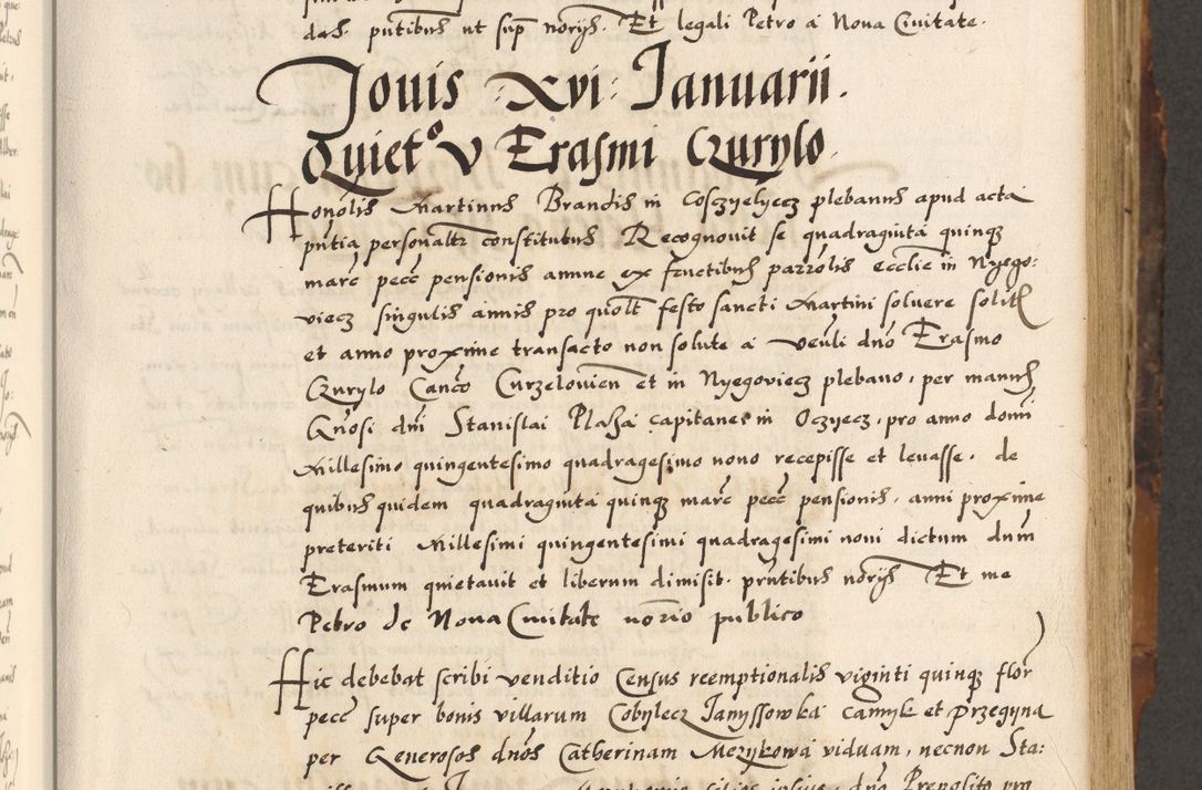 Zdjęcie nr 57 dla obiektu archiwalnego: Acta causarum, obligacionum, sentenciarum tam interlocutoriarum quam diffinitivarum constitutionumque coram reverendo patre domino Petro Porembski canonico et officiali generali Cracoviensi de anno Domini millesimo quingentesimo quadragesimo nono, cuius indictio septima, pontificatus sanctissimi in Christo patris et domini nostri domini Pauli divina providencia tercii, anno ipsius nacionis Pauli pape terciii die tercia mensis Novembris inchoatur