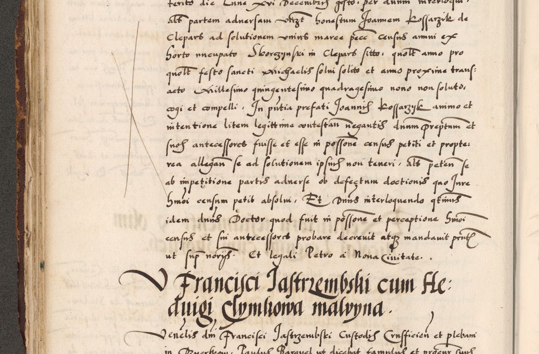 Zdjęcie nr 77 dla obiektu archiwalnego: Acta causarum, obligacionum, sentenciarum tam interlocutoriarum quam diffinitivarum constitutionumque coram reverendo patre domino Petro Porembski canonico et officiali generali Cracoviensi de anno Domini millesimo quingentesimo quadragesimo nono, cuius indictio septima, pontificatus sanctissimi in Christo patris et domini nostri domini Pauli divina providencia tercii, anno ipsius nacionis Pauli pape terciii die tercia mensis Novembris inchoatur