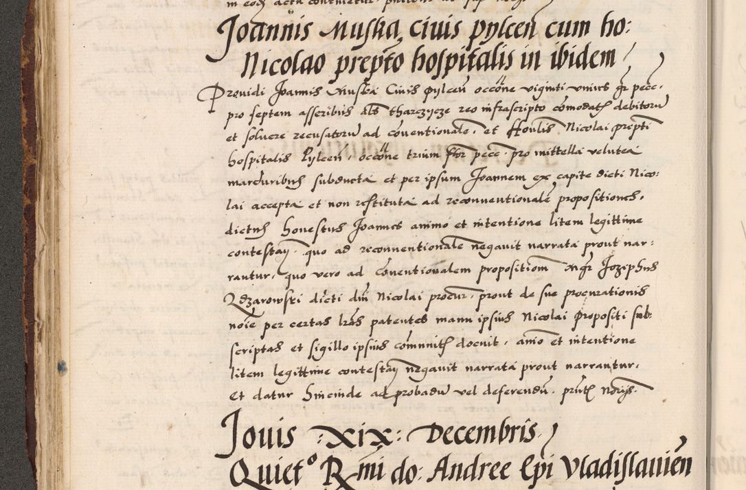 Zdjęcie nr 99 dla obiektu archiwalnego: Acta causarum, obligacionum, sentenciarum tam interlocutoriarum quam diffinitivarum constitutionumque coram reverendo patre domino Petro Porembski canonico et officiali generali Cracoviensi de anno Domini millesimo quingentesimo quadragesimo nono, cuius indictio septima, pontificatus sanctissimi in Christo patris et domini nostri domini Pauli divina providencia tercii, anno ipsius nacionis Pauli pape terciii die tercia mensis Novembris inchoatur