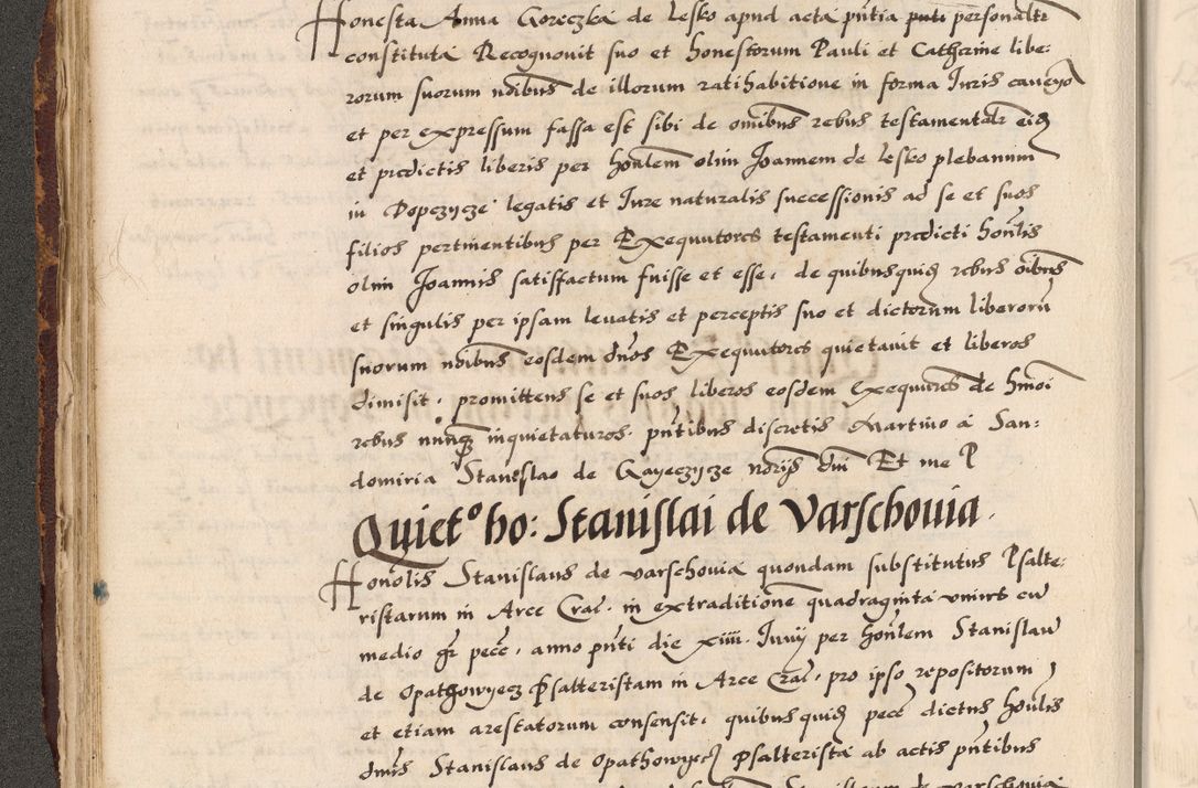Zdjęcie nr 102 dla obiektu archiwalnego: Acta causarum, obligacionum, sentenciarum tam interlocutoriarum quam diffinitivarum constitutionumque coram reverendo patre domino Petro Porembski canonico et officiali generali Cracoviensi de anno Domini millesimo quingentesimo quadragesimo nono, cuius indictio septima, pontificatus sanctissimi in Christo patris et domini nostri domini Pauli divina providencia tercii, anno ipsius nacionis Pauli pape terciii die tercia mensis Novembris inchoatur