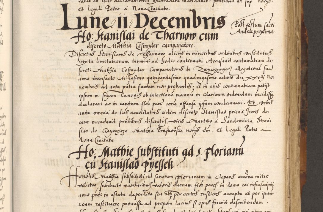 Zdjęcie nr 130 dla obiektu archiwalnego: Acta causarum, obligacionum, sentenciarum tam interlocutoriarum quam diffinitivarum constitutionumque coram reverendo patre domino Petro Porembski canonico et officiali generali Cracoviensi de anno Domini millesimo quingentesimo quadragesimo nono, cuius indictio septima, pontificatus sanctissimi in Christo patris et domini nostri domini Pauli divina providencia tercii, anno ipsius nacionis Pauli pape terciii die tercia mensis Novembris inchoatur