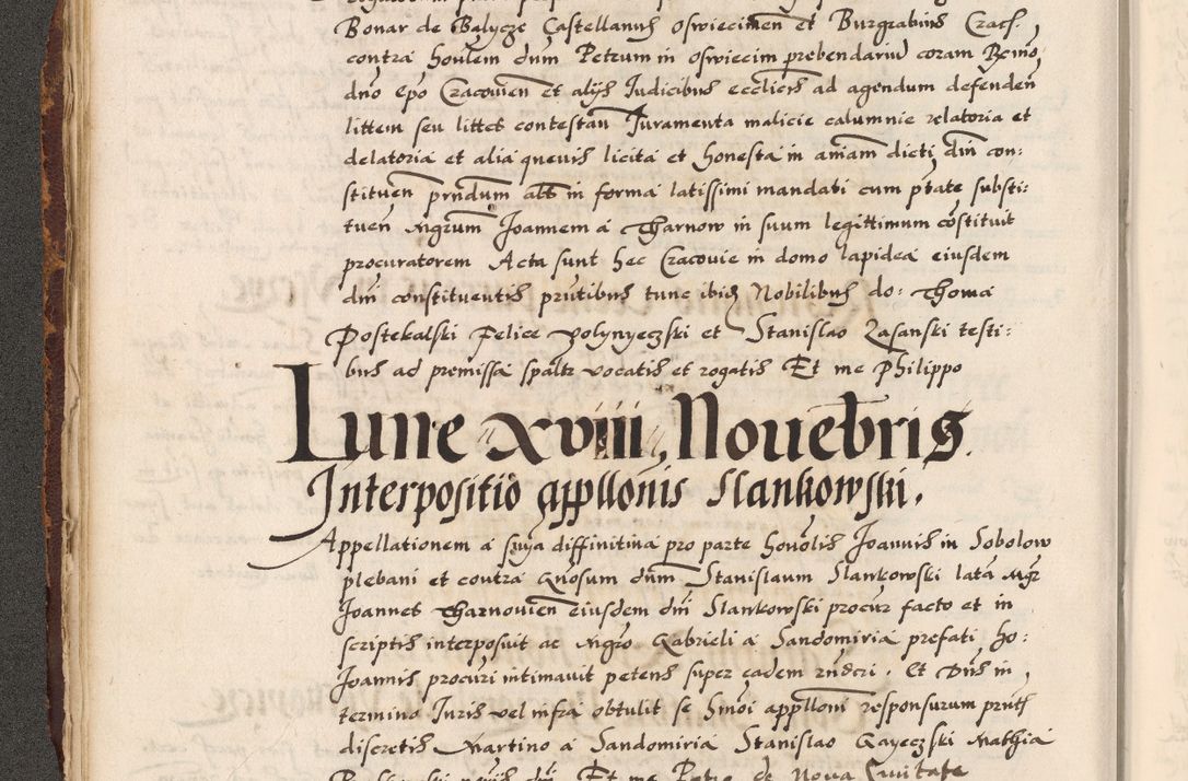 Zdjęcie nr 141 dla obiektu archiwalnego: Acta causarum, obligacionum, sentenciarum tam interlocutoriarum quam diffinitivarum constitutionumque coram reverendo patre domino Petro Porembski canonico et officiali generali Cracoviensi de anno Domini millesimo quingentesimo quadragesimo nono, cuius indictio septima, pontificatus sanctissimi in Christo patris et domini nostri domini Pauli divina providencia tercii, anno ipsius nacionis Pauli pape terciii die tercia mensis Novembris inchoatur