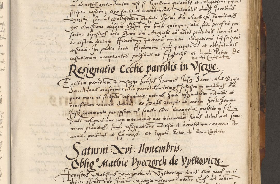 Zdjęcie nr 144 dla obiektu archiwalnego: Acta causarum, obligacionum, sentenciarum tam interlocutoriarum quam diffinitivarum constitutionumque coram reverendo patre domino Petro Porembski canonico et officiali generali Cracoviensi de anno Domini millesimo quingentesimo quadragesimo nono, cuius indictio septima, pontificatus sanctissimi in Christo patris et domini nostri domini Pauli divina providencia tercii, anno ipsius nacionis Pauli pape terciii die tercia mensis Novembris inchoatur