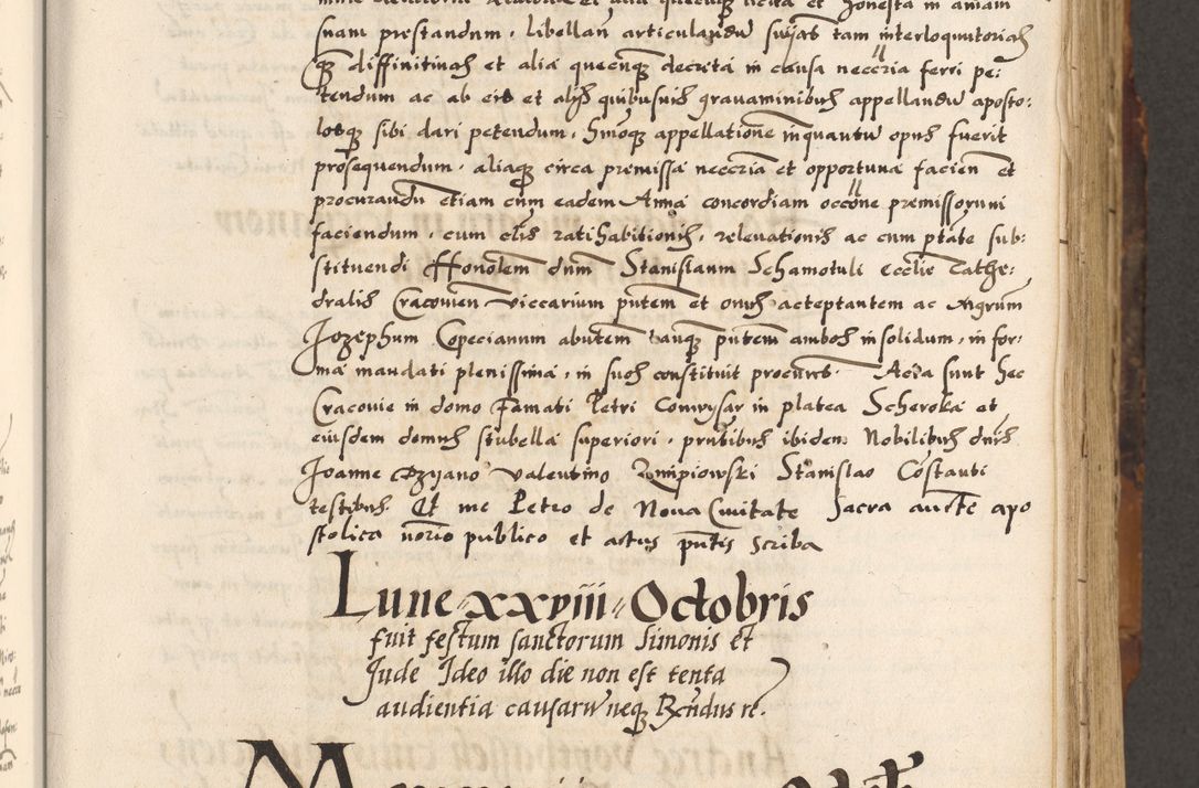 Zdjęcie nr 171 dla obiektu archiwalnego: Acta causarum, obligacionum, sentenciarum tam interlocutoriarum quam diffinitivarum constitutionumque coram reverendo patre domino Petro Porembski canonico et officiali generali Cracoviensi de anno Domini millesimo quingentesimo quadragesimo nono, cuius indictio septima, pontificatus sanctissimi in Christo patris et domini nostri domini Pauli divina providencia tercii, anno ipsius nacionis Pauli pape terciii die tercia mensis Novembris inchoatur