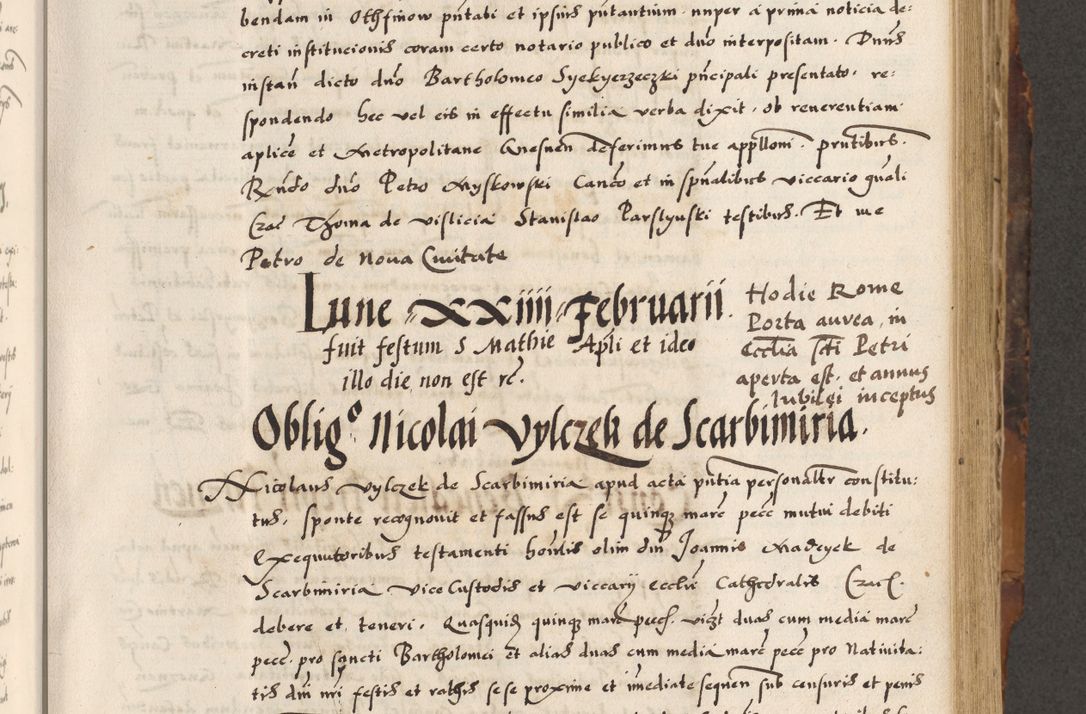 Zdjęcie nr 211 dla obiektu archiwalnego: Acta causarum, obligacionum, sentenciarum tam interlocutoriarum quam diffinitivarum constitutionumque coram reverendo patre domino Petro Porembski canonico et officiali generali Cracoviensi de anno Domini millesimo quingentesimo quadragesimo nono, cuius indictio septima, pontificatus sanctissimi in Christo patris et domini nostri domini Pauli divina providencia tercii, anno ipsius nacionis Pauli pape terciii die tercia mensis Novembris inchoatur