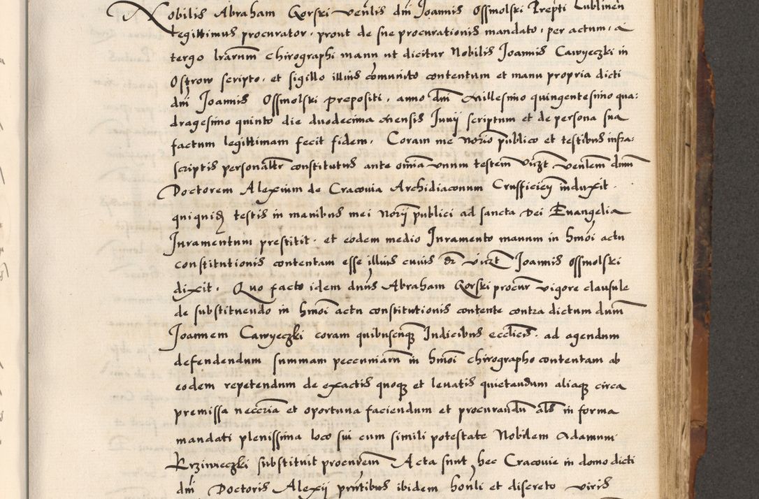 Zdjęcie nr 215 dla obiektu archiwalnego: Acta causarum, obligacionum, sentenciarum tam interlocutoriarum quam diffinitivarum constitutionumque coram reverendo patre domino Petro Porembski canonico et officiali generali Cracoviensi de anno Domini millesimo quingentesimo quadragesimo nono, cuius indictio septima, pontificatus sanctissimi in Christo patris et domini nostri domini Pauli divina providencia tercii, anno ipsius nacionis Pauli pape terciii die tercia mensis Novembris inchoatur